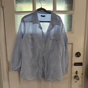 Chaps Blue Casual Button Down Shirt
